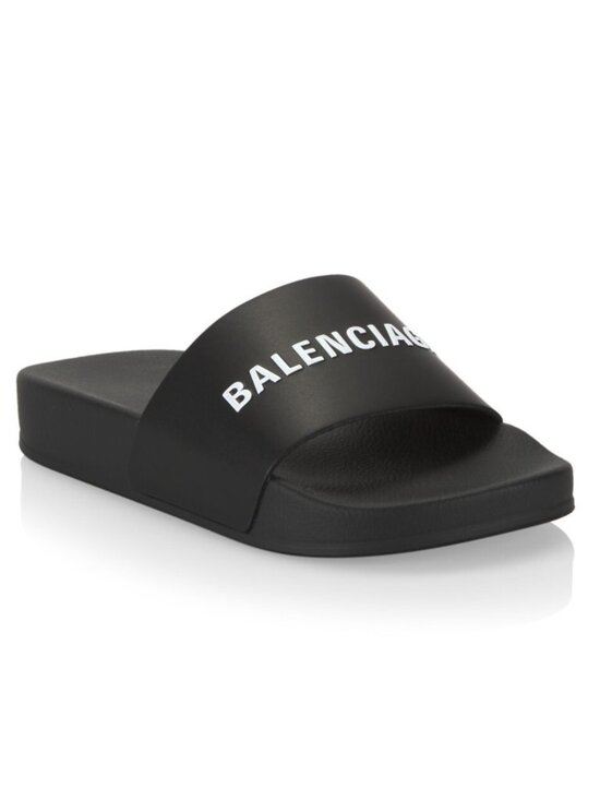 Balenciaga Other - Balenciaga Kids Boys Girls Logo Pool Slides Sandals Black Size 28, US 11 - Italy